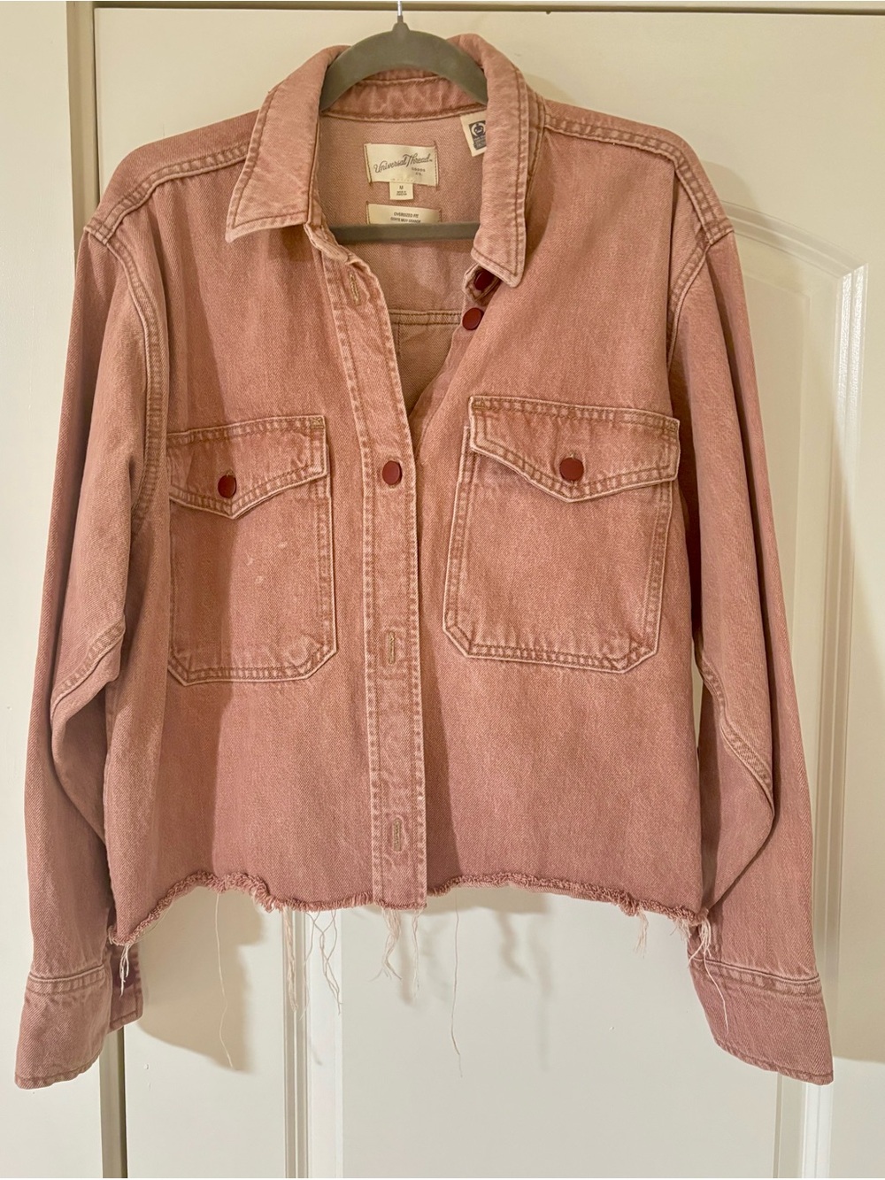Oversized Washed Pink Denim distressed Jacket - Picture 2 of 9